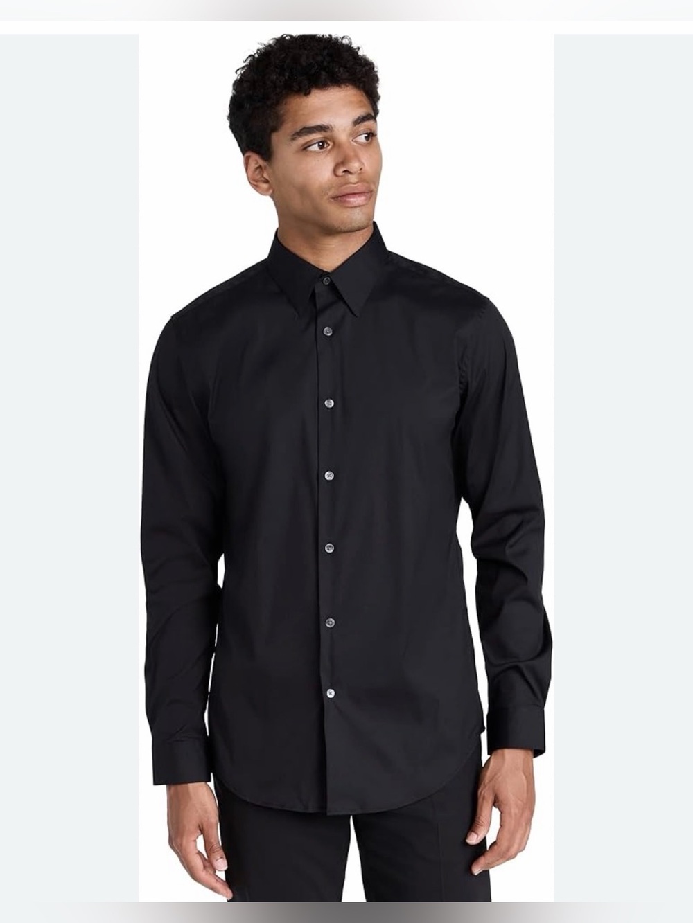Theory Men Sylvain Kenai Stretch Dress Shirt Black Button Down XL